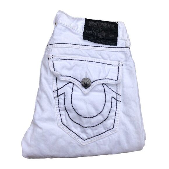 True Religion Jeans Size 30 BILLY GIANT BIG T White - Picture 1 of 12
